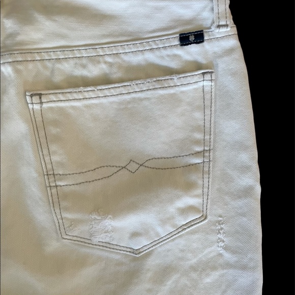 Lucky brand white denim cotton blend raw hem distressed jean skirt size 8 / 29 - Picture 11 of 12